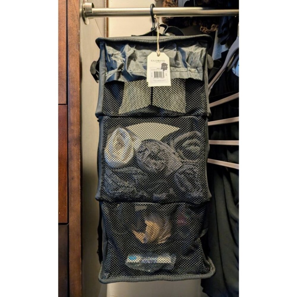 NEW - Collapsible Hanging Travel Organizer With 3 Mesh Compartments By Globite -
